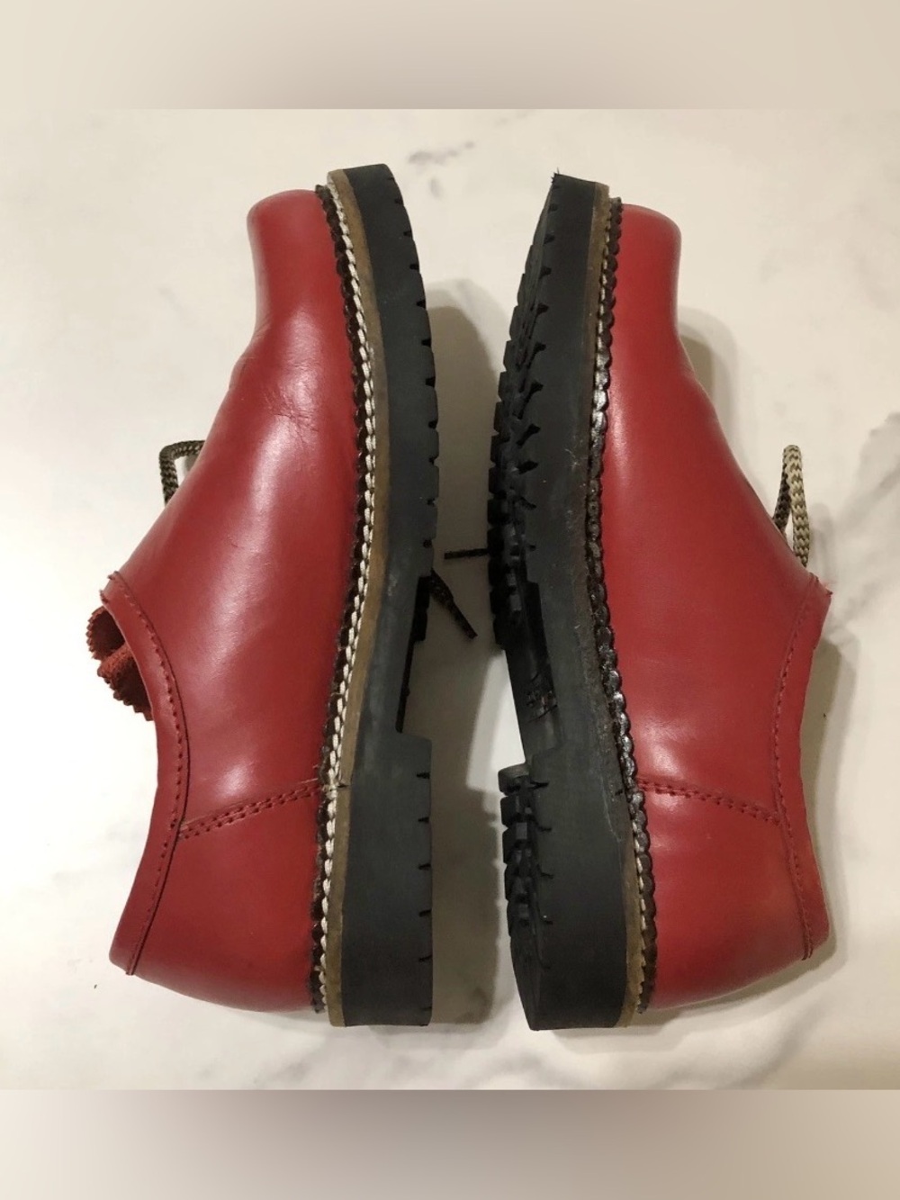 Spieth & Wensky Haferl Red Leather Loafer Rubber Sole Shoes German Sz 36 EU 6 US - Picture 7 of 9